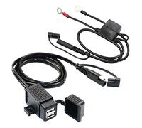 MOTOPOWER MP0609EA 3.1Amp Waterproof Motorcycle Dual USB Charger Kit with Fused SAE Ring Terminal Cable Harness