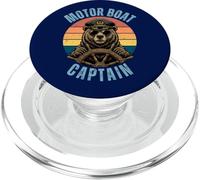 Motor Boat Captain Bear Retro Vintage Boating Lake PopSockets PopGrip for MagSafe