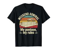 Motor Boat Pontoon Weekend Admiral My Rules Vintage Design T-Shirt