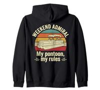 Motor Boat Pontoon Weekend Admiral My Rules Vintage Design Zip Hoodie