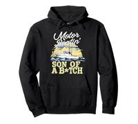Motor Boatin' Funny Boat Lover Retro Sunset Boating Pullover Hoodie