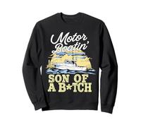 Motor Boatin' Funny Boat Lover Retro Sunset Boating Sweatshirt