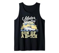 Motor Boatin' Funny Boat Lover Retro Sunset Boating Tank Top