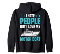 Motor Boating I Hate People But Love My Motor Boat Captain Zip Hoodie
