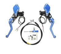 Motor Brake Levers 7/8-inch Handlebars Motorcycle Hydraulic Clutch Kit Brake Master Cylinder Oil Hose Brake Levers Kit(Blue one set)