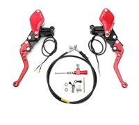 Motor Brake Levers 7/8-inch Handlebars Motorcycle Hydraulic Clutch Kit Brake Master Cylinder Oil Hose Brake Levers Kit(Red one set)