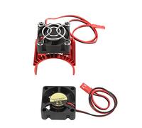 Motor Heatsink and Cooling Fan Premium Aluminum Alloy Plastic Radiator Set Efficient Temperature Control for F540 550 3650 3660 Motors 30x30x13mm 5V JST Male Plug (Red)