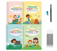 Motor Magic WorkBooks, Your Little Explorer Writing Books,Magic Ink Grooved Writing Practice CopyBooks,Reusable Grooved Handwriting Workbook,Pen Handwriting Control Training, Tracing Books