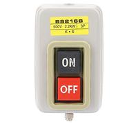 Motor On Off Switch, Self Locking 3P Push Button Start Stop Control for Motor Equipment Plastic Iron AC 110 220 380V 10A BS216B 1 Pack