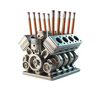 Motor Pen Holder Model - Car Organiser, Desktop Pencil Shelf, V8 Block Storage Container For The Work Area, Automotive Enthusiast, Creative Pen Stand For Office, Living Room Shelf Decoration