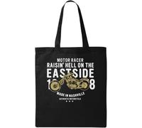 Motor Racer Raisin Hell On The East Side Made in Nashville Natural Ecological Cotton Tote Bag Black