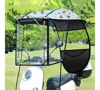 Motor Scooter Rain Cover, Fully Enclosed Canopy with Transparent Curtain, Removable Sun Shade, Widened Side Guard, All-Season Protection