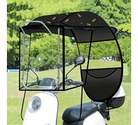 Motor Scooter Rain Cover, Fully Enclosed Canopy with Transparent Curtain, Removable Sun Shade, Widened Side Guard, All-Season Protection