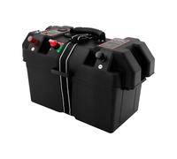 Motor Smart Battery Box 44x24.5x27cm Portable Battery Box with USB Charging, LED Display and Overload Protection, Black PP Material Trolling Motor Smart Battery Box for Cars, Yachts, Campers