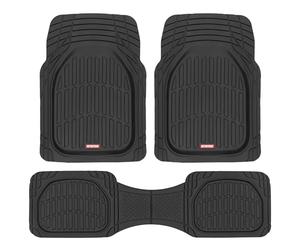 Motor Trend 923-BK Black FlexTough Contour Liners-Deep Dish Heavy Duty Rubber Floor Mats for Car SUV Truck & Van-All Weather Protection, Universal Trim to Fit