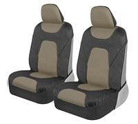 Motor Trend AquaShield Car Seat Covers for Front Seats, Beige - Two-Tone Waterproof Seat Covers for Cars, Neoprene Front Seat Cover Set, Interior Covers for Auto Truck Van SUV