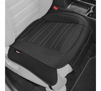 Motor Trend Black Faux Leather Car Seat Cover for Front Seats, 1-Piece Padded Car Seat Protector with Storage Pockets, Premium Interior Cover for Cars Truck SUV Auto