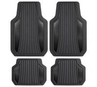 Motor Trend ChromeTech Durable Rubber Car Floor Mats Complete Set with Two-Tone Accents, Interior Weather Protection for Front and Rear with Back