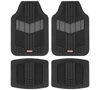 MOTOR TREND DualFlex™ Rubber Car Floor Mats All Weather Waterproof 4-Piece Sporty Two-Tone Design Car Mats Full Set - Universal Trim-to-Fit Floor Mats for Car, SUV, & Trucks - Car Carpet Protector
