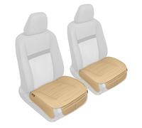 Motor Trend Faux Leather Beige Padded Car Seat Covers with Storage Pockets, Universal Fit for Most Cars, Trucks, SUVs, 2-Pack Front Seat Covers