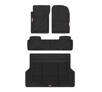 Motor Trend FlexTough Advanced Black Rubber Car Floor Mats with Cargo Liner Full Set - Front & Rear Combo Trim to Fit Floor Mats for Cars Van SUV, All Weather Automotive Floor Liners