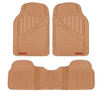 Motor Trend FlexTough Baseline - Heavy Duty Rubber Car Floor Mats, 100% Odorless & BPA Free, All Weather (Tan Beige) - MT773BGAMw1