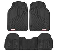 Motor Trend FlexTough Performance All Weather Rubber Car Floor Mats - 3 Piece Floor Mats Automotive Liners for Cars Truck SUV, Heavy-Duty Waterproof (Black)
