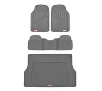 Motor Trend FlexTough Performance All Weather Rubber Car Floor Mats with Cargo Liner - Full Set Front & Rear Odorless Floor Mats for Cars Truck SUV, BPA-Free Automotive Floor Mats (Gray)