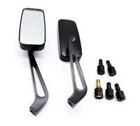 Motorbike 8mm 10mm Universal Side Mirror Motorcycle Handlebar Rear View Rectangle Black Square Smoke Blue Glass Handlebar Side Mirrors(Black clear lens)