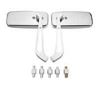 Motorbike 8mm 10mm Universal Side Mirror Motorcycle Handlebar Rear View Rectangle Black Square Smoke Blue Glass Handlebar Side Mirrors(Silver Blue lens)