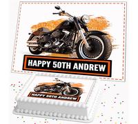 MOTORBIKE BIKER PERSONALISED BIRTHDAY EDIBLE ICING A4 SIZED CAKE TOPPER DECORATION R3-759