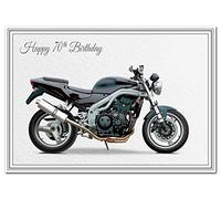 Motorbike Birthday Cards - Biker Men Boys - All Ages - Special Unusual - Triumph (70th Happy Birthday Card)