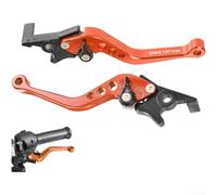 Motorbike Brake Lever Pair for Premium Aluminum Construction with 6 Level Adjustment for Enhanced Control and Safety Fit(Orange)