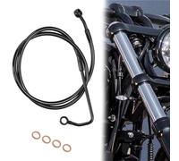 Motorbike Brake Line for Harley Softail Cross for Bones FLSTSB 2011-2017 for Breakout FXSB 91/96/101CM Motorcycle Front Upper Brake Hose Fittings Oil Pipe Accessories(Black- Silver,101cm)