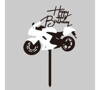 Motorbike Cake Topper,Cake Toppers for Men, Motorbike Theme Decorations, VGRDTW Black and White Motorcycle Birthday Cake Topper, Acrylic Motorcycle Decorations for Boys Men Party Decoration