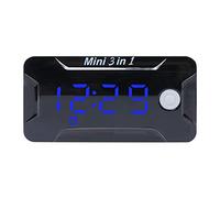 Motorbike Car Thermometer LED Digital Clock Multifunctional Temperature Voltmeter Gauge Electronic Clock for 8V-72V Electronic