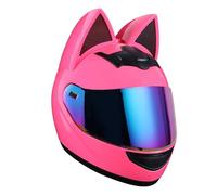 Motorbike Cat's Ears Helmet Full Face Helmets with Visors Motorcross Helmets ECE Approved for Adult Men Women Four Season G,M54-56CM