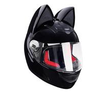 Motorbike Cat's Ears Helmet Full Face Helmets with Visors Motorcross Helmets ECE Approved for Adult Men Women Four Season F,L57-59CM