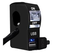 Motorbike Control Switch 22mm 12V 2A 6 Wire Universal Motorcycle Handlebar Light Switch With USB Charger ON OFF Waterproof Motorcycle Handlebar Switch(1pcs-clear)