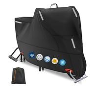 Motorbike Cover for Outside Storage, 300D Oxford Waterproof Motorcycle Scooter Moped Cover Outdoor with 5 Reflective Strips and 2 Windproof Buckles, 2 Lock-Holes and 1 Storage Bag (2XL: 94x35x49 inch)