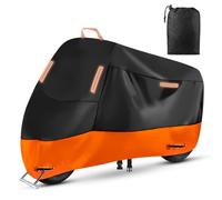 Motorbike Cover Waterproof, Heavy Duty 210D Polyester, 2000PA Rain & UV Dust Protection, All-Weather Scooter, Moped, Street & Off-Road Motorcycle Cover with 4 Reflective Strips (96.5"x41.3"x49.2")