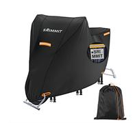 Motorbike Cover Waterproof Outdoor, SRIMMIT Heavy Duty 420D Universal Motorcycle Covers, Sun Protection,with License Plate Window, 4 Reflective Strips, Lock-Holes Storage Bag (XXL 90"x 37"x 50")