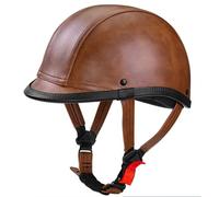 Motorbike Crash Half Helmet, Leather Motorcycle B, XL(59-60CM)