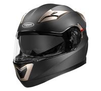 Motorbike Crash Modular Helmet ECE Approved - YEMA YM-925 Full Face Racing Motorcycle Helmet with Sun Visor for Adult Men Women - Matt Black,M