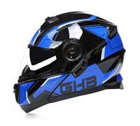 Motorbike Crash Modular Helmet with Dual Visors Integrated Flip Up Front Motorbike Helmets ECE Approved Racing Motorcycle Helmet for Adults Men Women B,XL=(61-62CM)