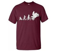 Motorbike - Evolution - Men's T-Shirt Funny Super Bike Motorcycle Sports Biker Tattoo(Maroon,M)