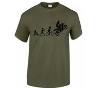 Motorbike - Evolution - Men's T-Shirt Funny Super Bike Motorcycle Sports Biker Tattoo(Olive,L)