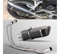 Motorbike exhaust 51MM Motorcycle Exhaust Modified Muffler Slip On Front Middle Link Pipe For Y-AMAHA R3 R25 MT03 2015-2018 2019 2020 2021 2022 2023 2024(Black- Silver)