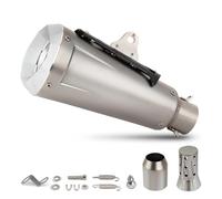 Motorbike exhaust 51mm Motorcycle Muffler Exhaust Escape End Tail Silencer Pipe Pot For BMW S1000RR F750 S 1000RR F 750 For DUKE390(Gray Silver)