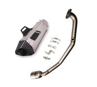 Motorbike exhaust For H-ONDA PCX 125 PCX125 2020 2021 Motorcycle Stainless Steel Muffler Exhaust Removable Muffler Front Link Pipe Exhaust Pipe Silencer(Chrome)